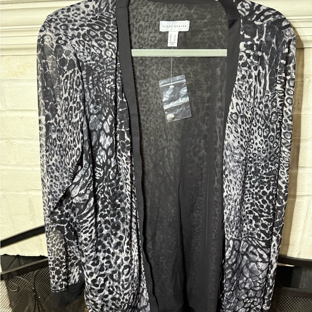 Susan Graver Black and Gray Utility Jacket with Textured Design